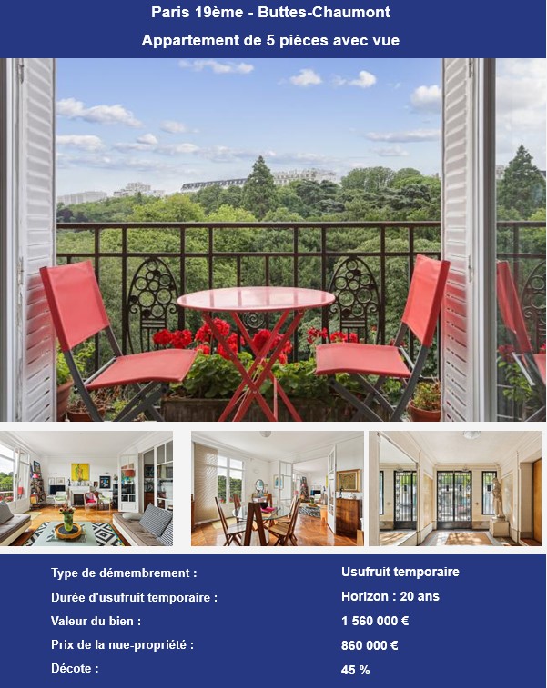 A saisir - Opportunité d'investissement en nue-propriété à Paris sur le Parc des Buttes-Chaumont